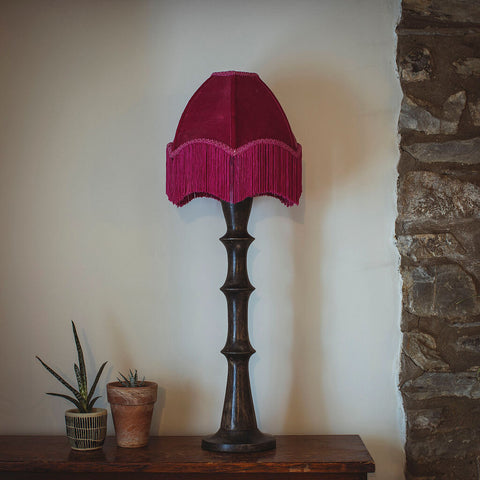 Medium Fringed Velvet Lampshade - Raspberry or Orange