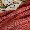 Herringbone Pure New Wool Knee Blanket - Navy and Flamingo