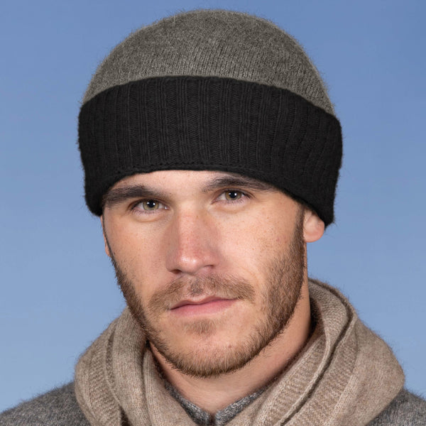 Noble Wilde Possum Merino Hiker Beanie Charcoal Pumice