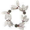 Antique White Holly Candle Holder Wreath