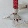Antique White Holly Candle Wreath with Red Berries