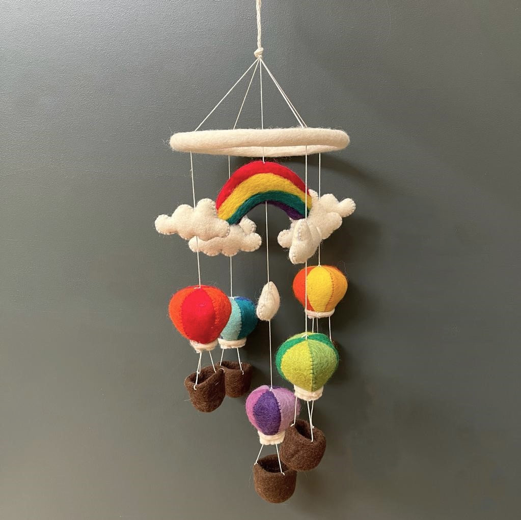 Handmade Felt Hot Air Balloon Mobile Fairtrade - Main Image