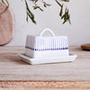 Indigo Matchstick Design Ceramic Butter Dish
