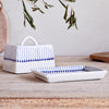 Indigo Matchstick Design Ceramic Butter Dish