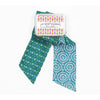 Hand-Printed Silk Bandeau Scarf in Tin - Peony - Turquoise