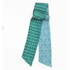 Hand-Printed Silk Bandeau Scarf in Tin - Peony - Turquoise