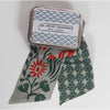 Hand-Printed Silk Bandeau Scarf in Tin - Clematite - Khaki