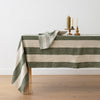 Vienna Green Stripe Linen Tablecloth - 135x250cm