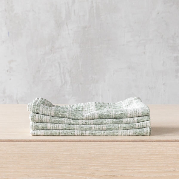Verona Green Multi-Stripe Linen Napkin - Set of Four