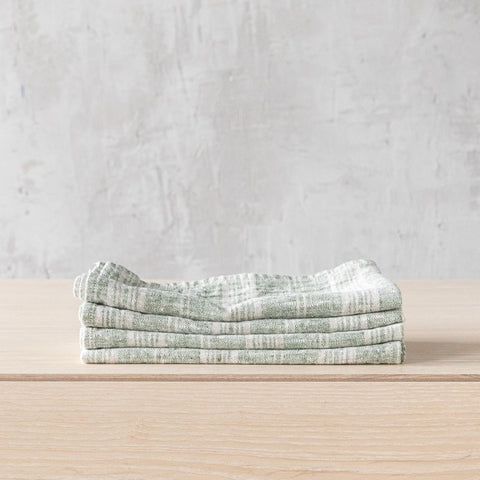 Verona Green Multi-Stripe Linen Napkin - Set of Four