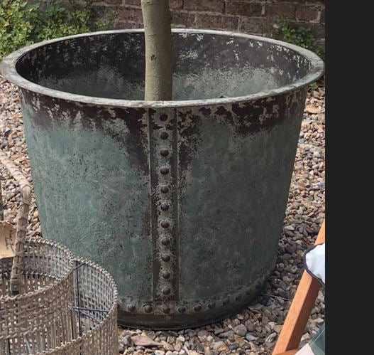 Rustic Verdigris Studded Iron Planter - Extra Large