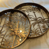 Set of Two Round Glass Palm Tree Trays