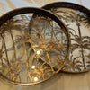 Set of Two Round Glass Palm Tree Trays