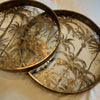 Set of Two Round Glass Palm Tree Trays