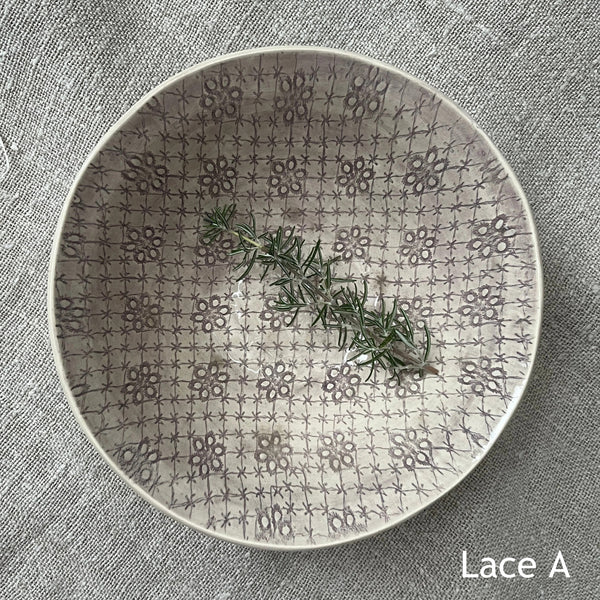 Wonki Ware Pasta Bowl Aubergine Lace Pattern