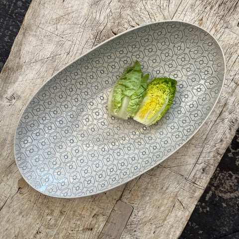 Wonki Ware Oval Bowl - Extra Large - Duck Egg Lace