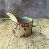 Small Handmade Ceramic Jug by Virginia Graham - Floral with Stripes or Spots - Duck Egg Blue