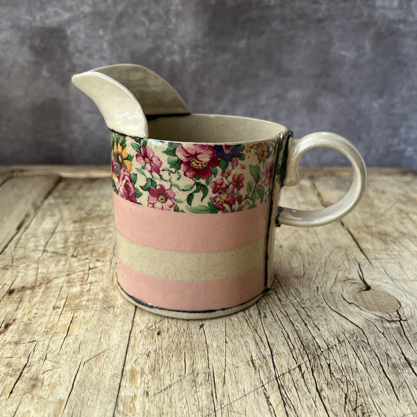 Medium Handmade Ceramic Jug by Virginia Graham - Floral with Stripes or Spots