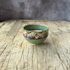 Small Handmade Ceramic Bowl by Virginia Graham - Floral with Spots - Soft Green