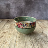 Medium Handmade Ceramic Bowl by Virginia Graham - Floral with Spots - Soft Green