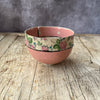 Medium Handmade Ceramic Bowl by Virginia Graham - Floral with Spots - Pink