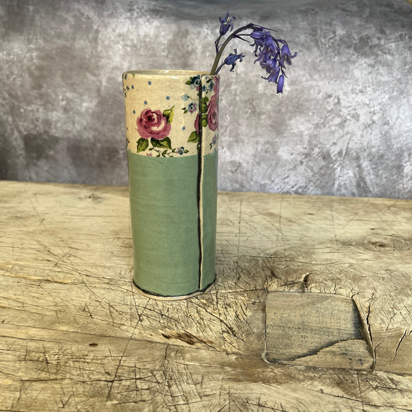 Small Handmade Ceramic Bud Vase by Virginia Graham - Various Colours - Soft Green