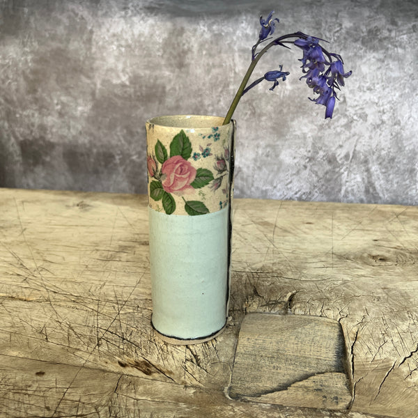 Small Handmade Ceramic Bud Vase by Virginia Graham - Various Colours - Duck Egg