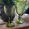 Diamond Wine Glass - Olive Green - Set of Four