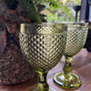 Diamond Wine Glass - Olive Green - Set of Four