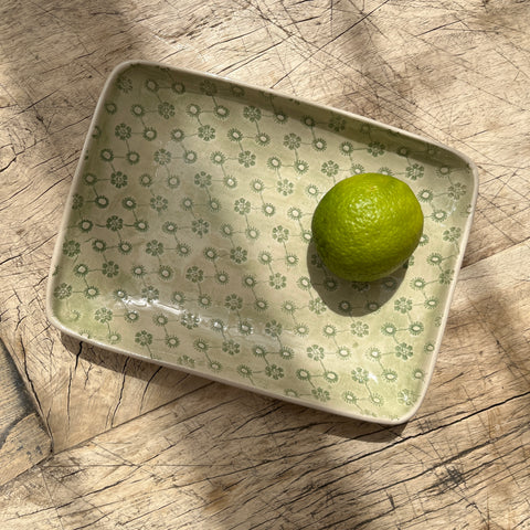 Wonki Ware Rectangular Utensil Dish - Spearmint Lace
