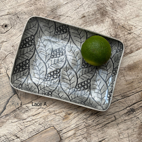 Wonki Ware Rectangular Utensil Dish - Charcoal Lace