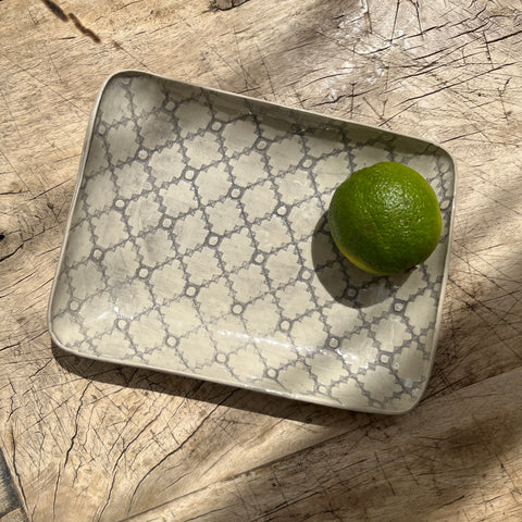 Wonki Ware Rectangular Utensil Dish - Warm Grey Lace