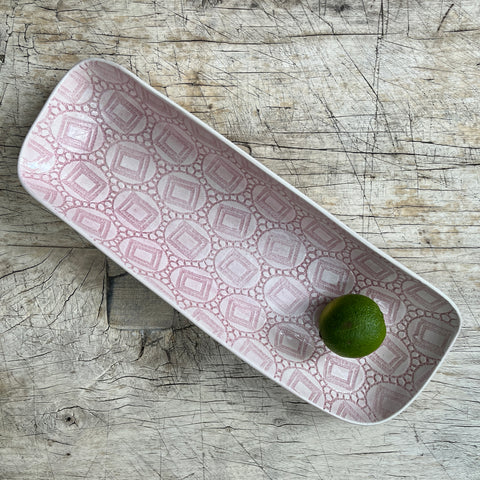 Wonki Ware Prawn Serving Dish or Platter - Small - Pink Lace