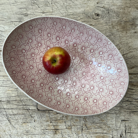 Wonki Ware Oval Bowl - Large - Pink Lace and Pink Wash