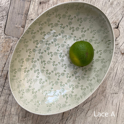 Wonki Ware Oval Bowl - Medium - Spearmint Lace