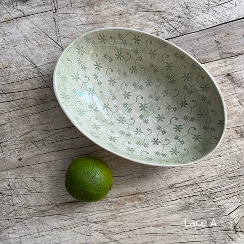 Wonki Ware Oval Bowl - Small - Spearmint Lace
