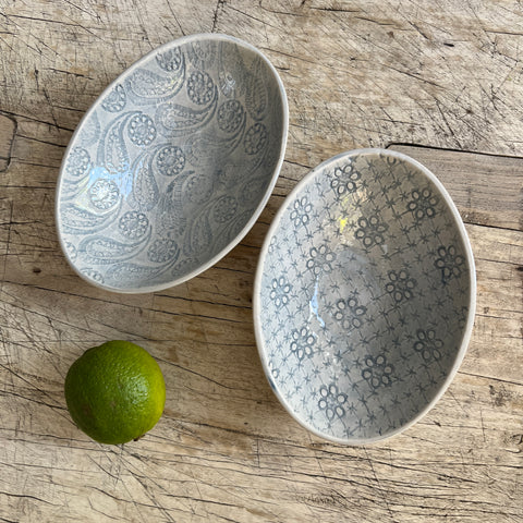 Wonki Ware Oval Bowl - Extra Small - Duck Egg Lace