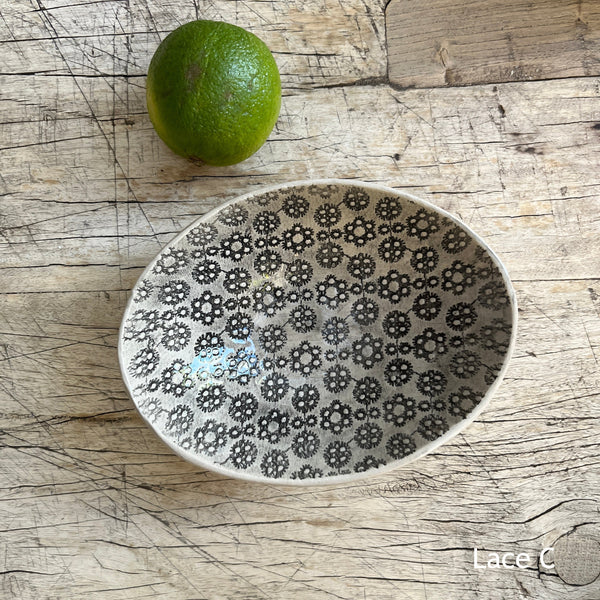 Wonki Ware Oval Bowl - Extra Small - Charcoal Lace