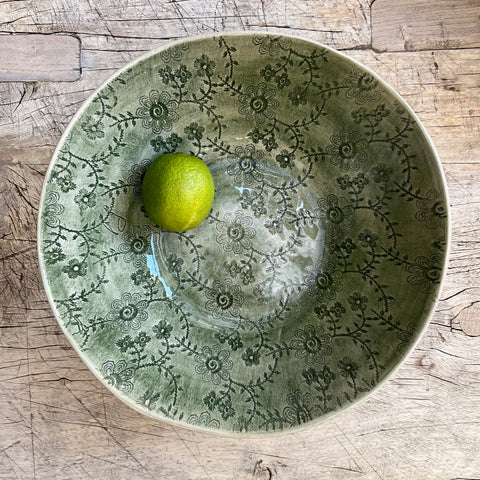 Wonki Ware Salad Bowl - Small - Dark Green Lace