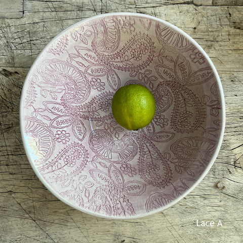 Wonki Ware Pasta Bowl - Pink Lace Pattern