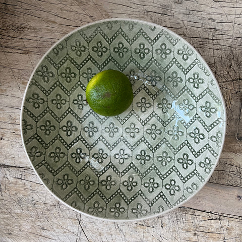 Wonki Ware Small Spaghetti Bowl - Dark Green Lace