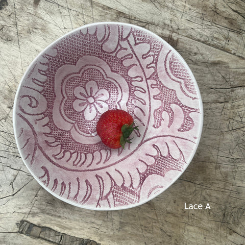 Wonki Ware Pudding Bowl - Pink Lace or Wash