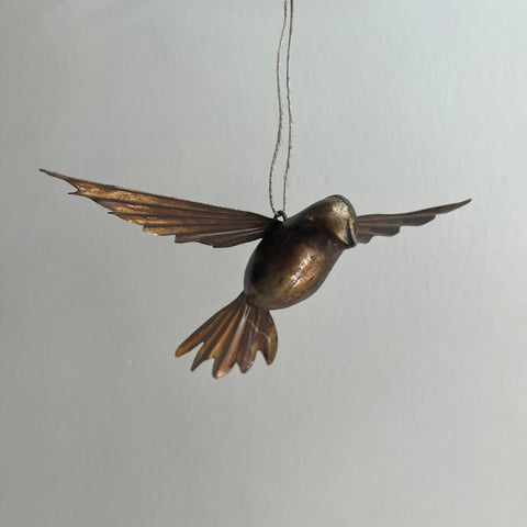 Antique Brass Hanging Bird in Flight Ornament