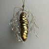 Brass Pinecone with Glass Beads Hanging Ornament