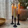 Tulip Iron Candle Holder - Almost Black - Three Sizes