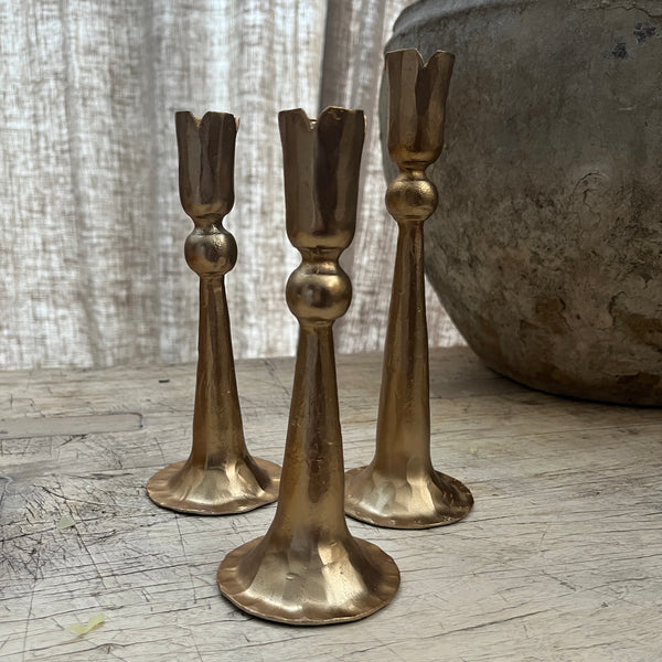 Tulip Iron Candle Holder - Gold - Three Sizes