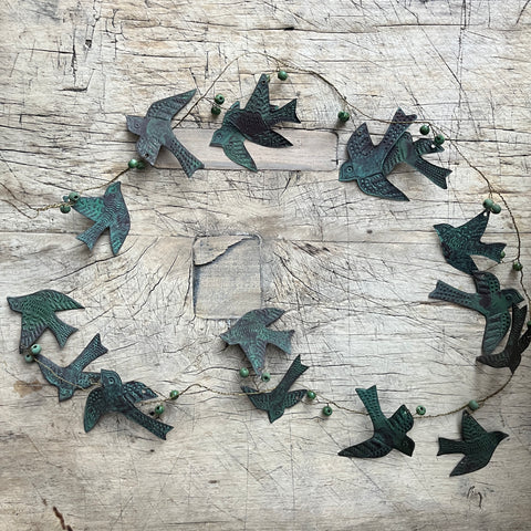 Verdigris Bird Garland - 126cm