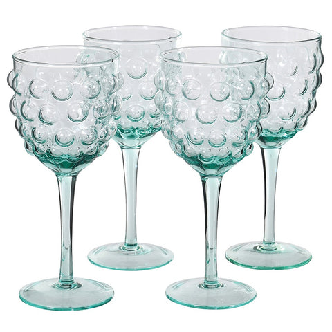<strong>Sea Green Glass Bubble Wine Glass - Set of Four</strong><br>