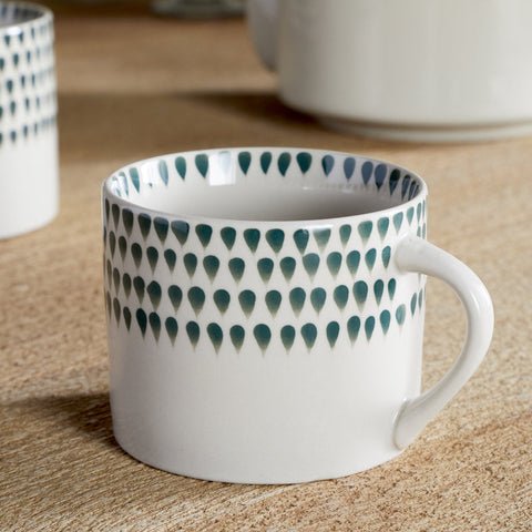 Handmade Ceramic Squat Mug from Vietnam - Juniper Drop Design - Small