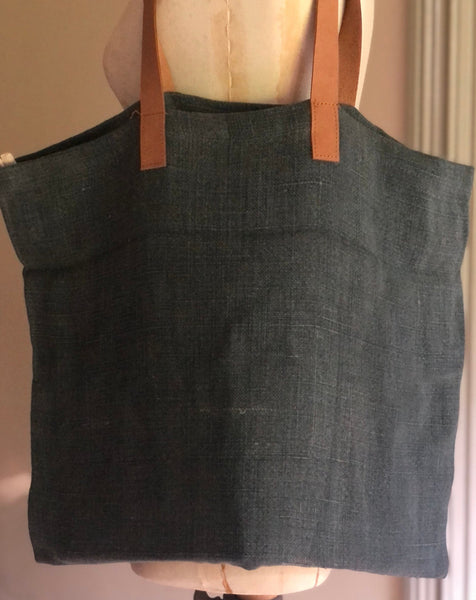 Large Jute Tote Bag - Dark Grey or Natural